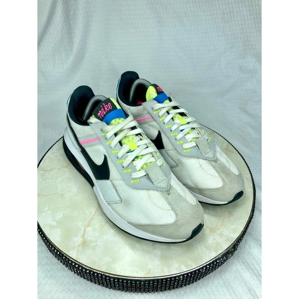 Nike Air Max Pre-Day Running Shoes Mens 10 White Platinum Volt Sporty Sneakers